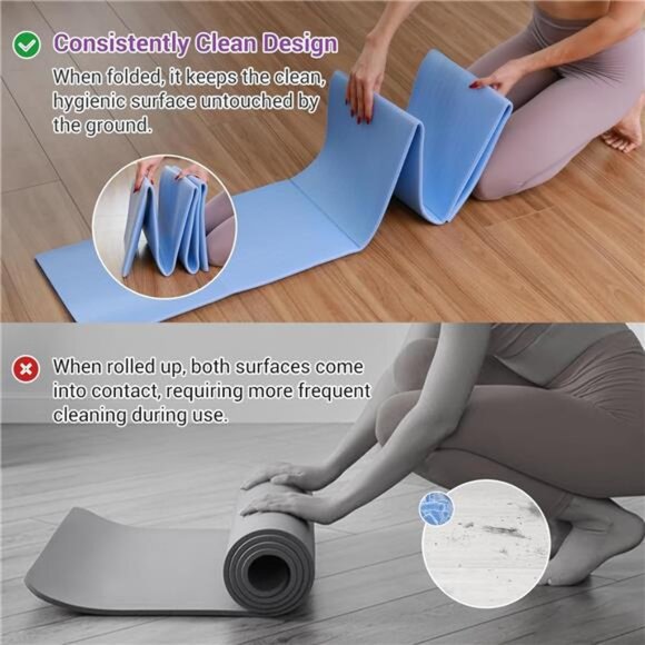 Foldable Travel Yoga Mat Print | 5mm &6mm Thick Large Pilates Mat | Non-Slip - Picture 6 of 7
